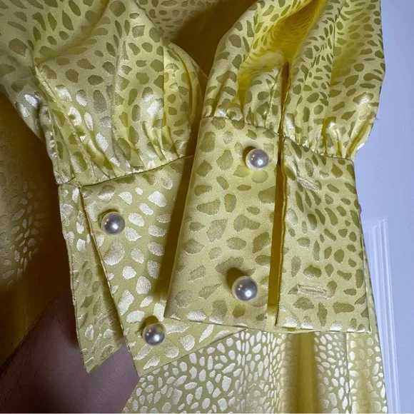 Olivia Rubin Dahlia Midi Dress Yellow Long Sleeve Button